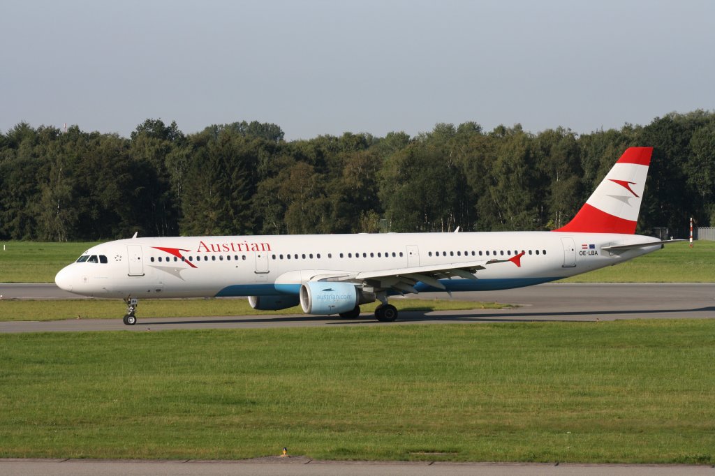 Austrian Airlines, OE-LBA, Airbus A321-111, 21.08.2011, HAM-EDDH, Hamburg, Germany