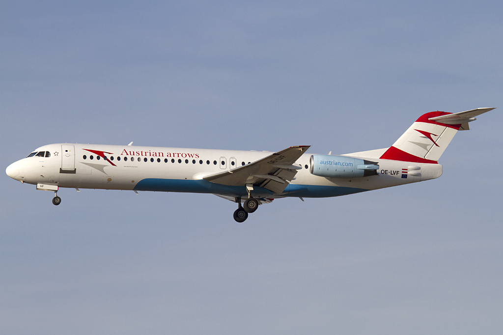 Austrian Arrows, OE-LVF, Fokker, F-100, 09.02.2011, FRA, Frankfurt, Germany 



