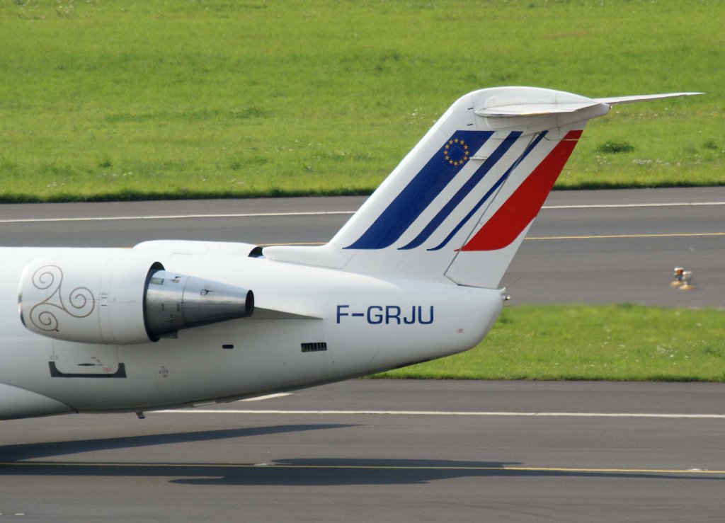 Brit Air (Air France), F-GRJU, CRJ-100 LR (Seitenleitwerk/Tail), 28.07.2011, DUS-EDDL, Dsseldorf, Germany