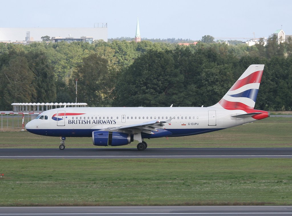 British Airways A 319-131 G-EUPU nach der Landung in Berlin-Tegel am 18.09.2010