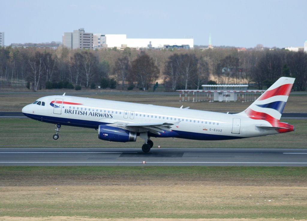 British Airways A 320-232 G-EUUZ beim Start in Berlin-Tegel am 02.04.2010