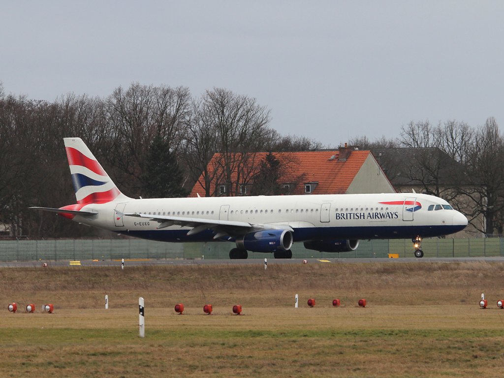 British Airways A 321-231 D-EUXG kurz vor dem Start in Berlin-Tegel am 03.03.2013