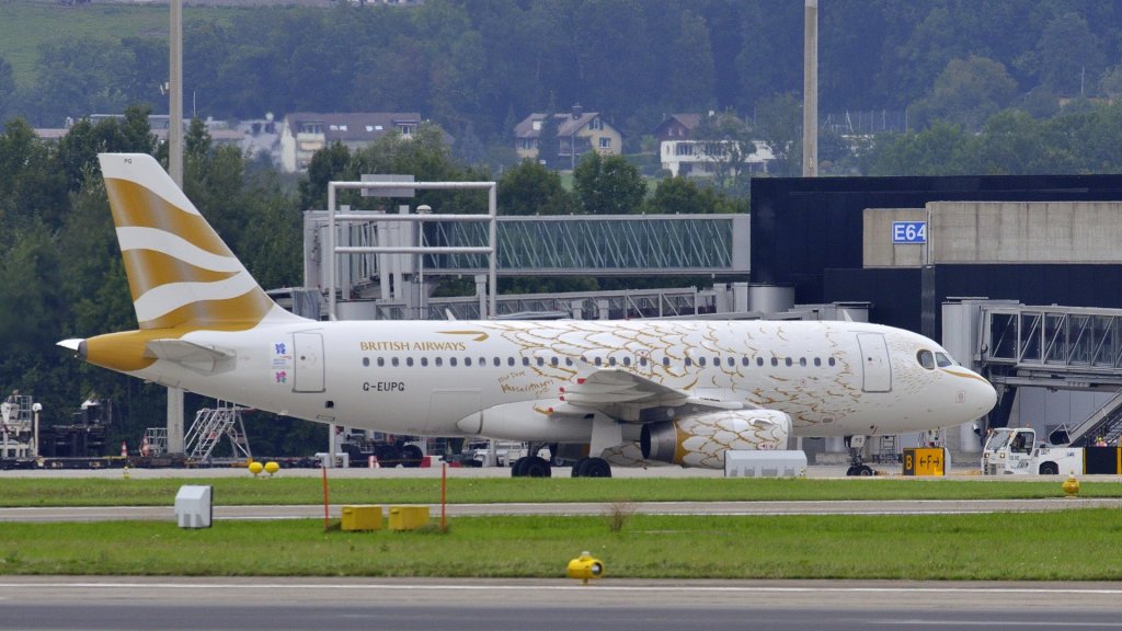 British Airways Airbus A319-131 mit Sonderbemalung am Flughafen Zrich ZRH am 18.09.2012