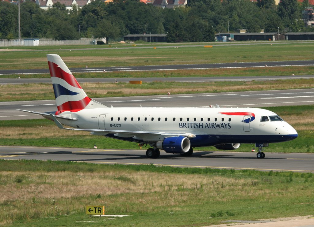 British Airways City Flyer Embraer ERJ-170-100STD G-LCYI bei der Ankunft in Berlin-Tegel am 02.08.2011