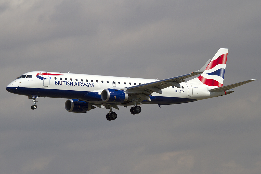 British Airways - CityFleyer, G-LCYK, Embraer, ERJ 190SR, 10.09.2010, BCN, Barcelona, Spain 




