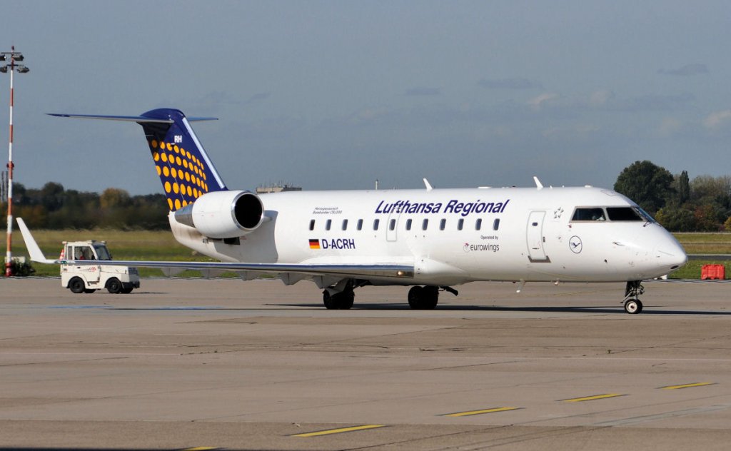 CL-600 Regional Jet CRJ-200LR D-ACRH der Eurowings fr Lufthansa Regional, Dsseldorf 09.10.2009