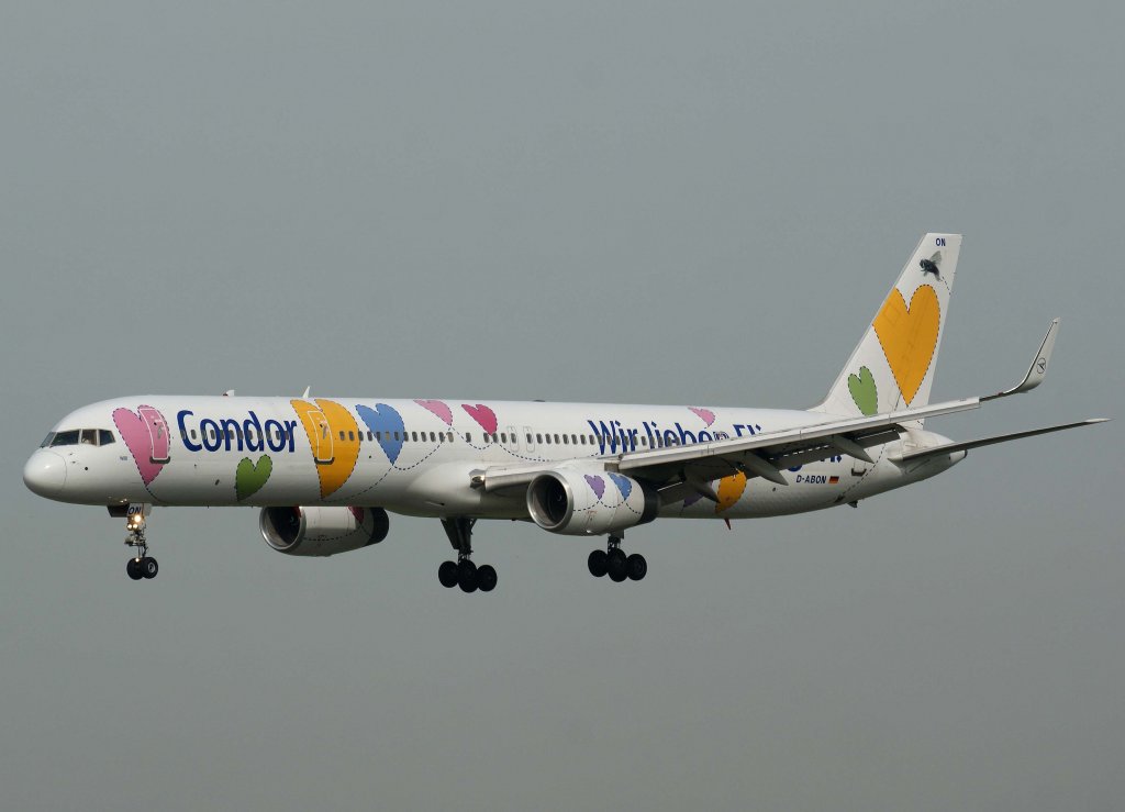 Condor, D-ABON, Boeing 757-300 WL (Wir lieben Fliegen),2010.09.23, DUS-EDDL, Dsseldorf, Germany

