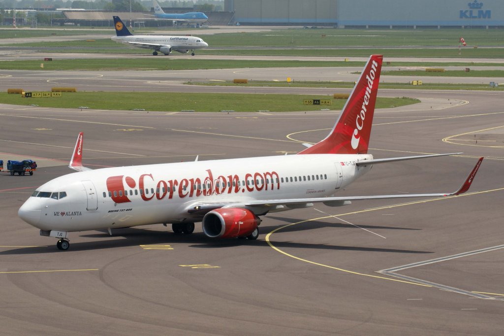 Corendon Airlines, TC-TJG  We love Alanya - Sticker , Boeing, 737-800 wl, 25.05.2012, AMS-EHAM, Amsterdam (Schiphol),Niederlande 