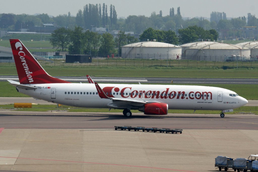 Corendon Airlines, TC-TJG  We love Alanya - Sticker , Boeing, 737-800 wl, 25.05.2012, AMS-EHAM, Amsterdam (Schiphol),Niederlande 