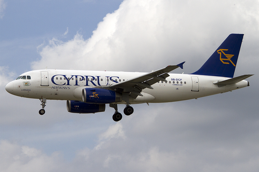 Cyprus Airways, 5B-DCF, Airbus, A319-132, 18.07.2012, FRA, Frankfurt, Germany 




