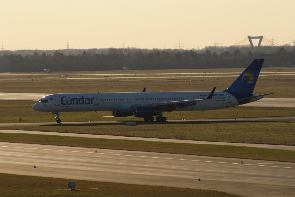 D-ABOA Boeing 757-300 der Condor am Dsseldorfer-Flughafen am 07.03.2011