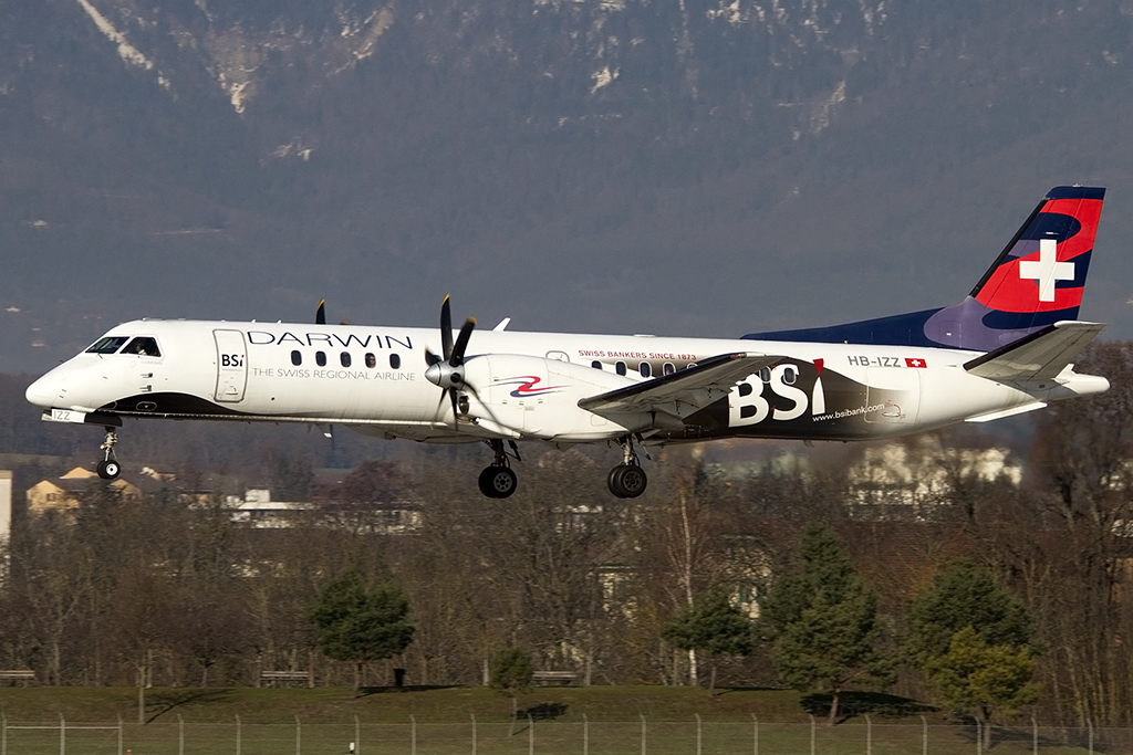 Darwin Airlines, HB-IZZ, Saab, 2000, 29.12.2012, GVA, Geneve, Switzerland



