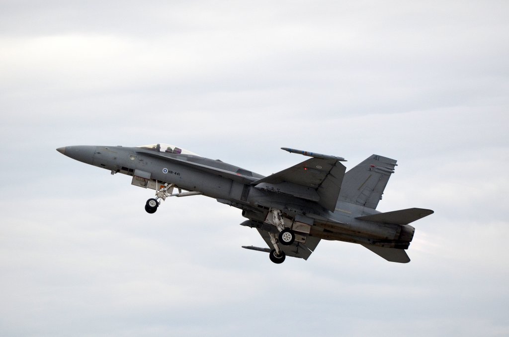 Eine Finnish Air Force Mc Donnell Douglas F-18 Hornet auf der ILA am 15.09.12