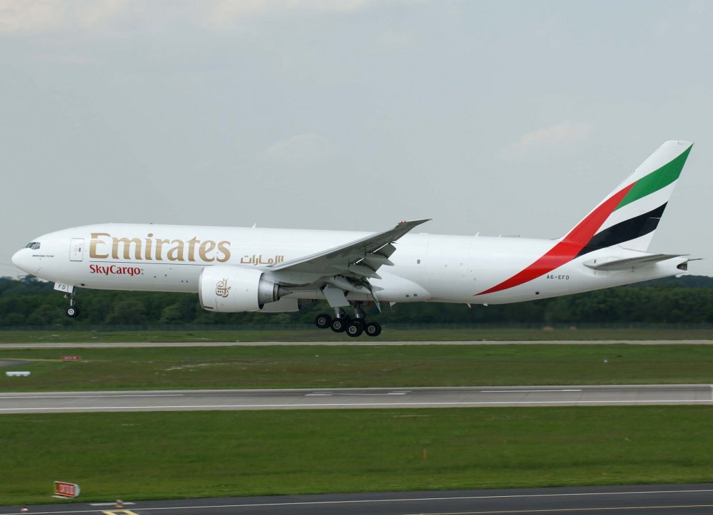 Emirates (Sky Cargo), A6-EFD, Boeing 777-200 F, 2010.05.24, DUS-EDDL, Dsseldorf, Germany

