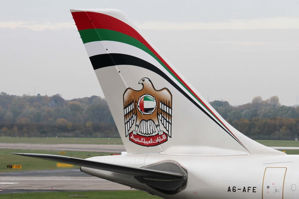 Etihad Airways, A6-AFE, Airbus, A 330-300 (Seitenleitwerk/Tail), 10.11.2012, DUS-EDDL, Dsseldorf, Germany 
