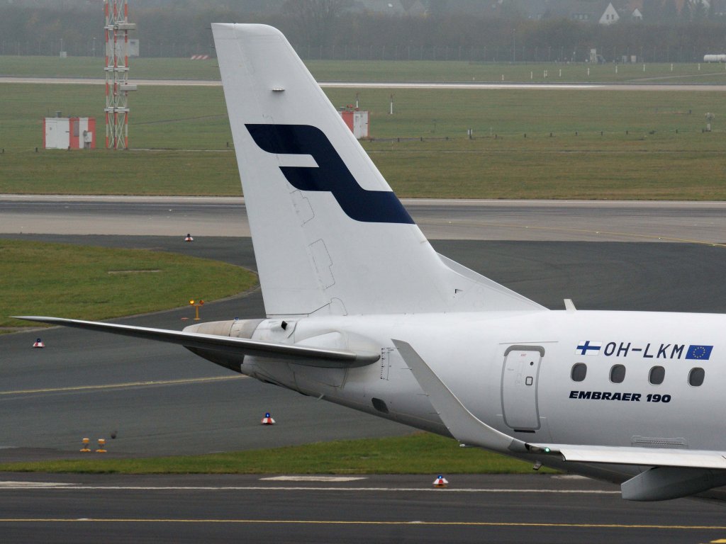 Finnair, OH-LKM, Embraer, ERJ-190 LR (Seitenleitwerk/Tail), 13.11.2011, DUS-EDDL, Dsseldorf, Germany

