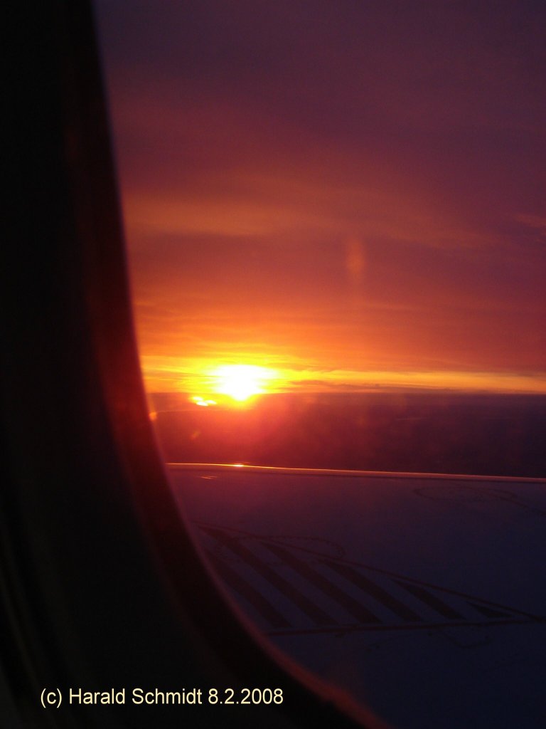 Flug in den Sonnenuntergang am 8.2.2008: von Kopenhagen nach Hamburg, ber Dnemark
