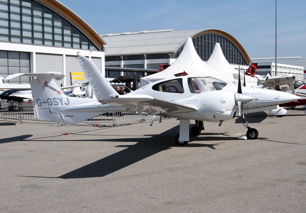 G-GSYJ, Diamond, DA-42 TwinStar, 24.04.2013, Aero 2013 (EDNY-FDH), Friedrichshafen, Germany
