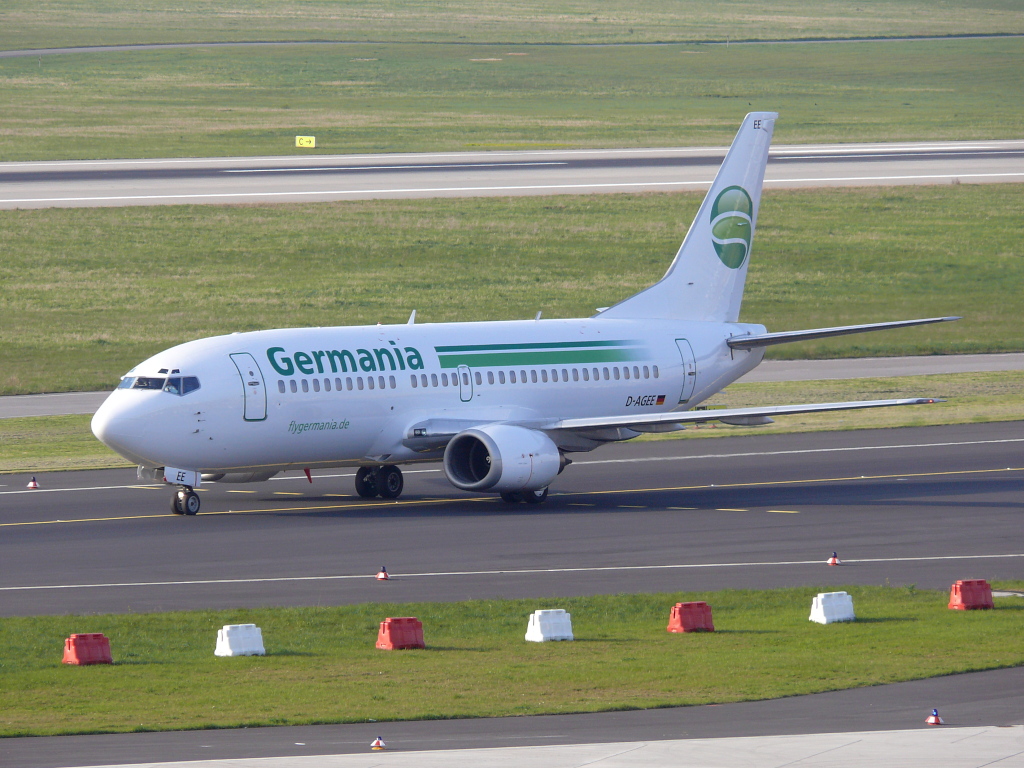 Germania; D-AGGE; Boeing 737-35B. Flughafen Dsseldorf. 24.04.2010.