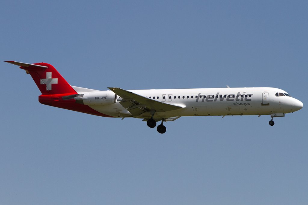 Helvetic Airways, HB-JVE, Fokker, F-100, 28.04.2012, ZRH, Zrich, Switzerland 




