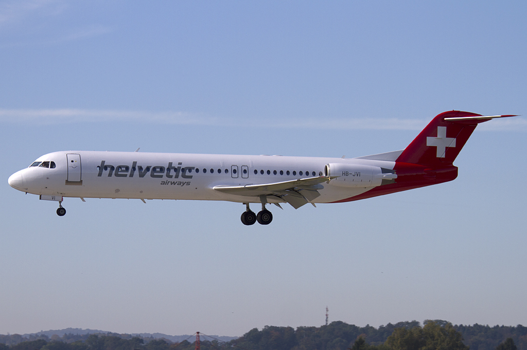 Helvetic Airways, HB-JVI, Fokker, F-100, 03.10.2010, ZRH, Zrich, Switzerland 




