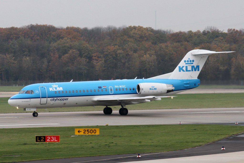 KLM cityhopper, PH-WXC, Fokker, 70, 10.11.2012, DUS-EDDL, Dsseldorf, Germany 