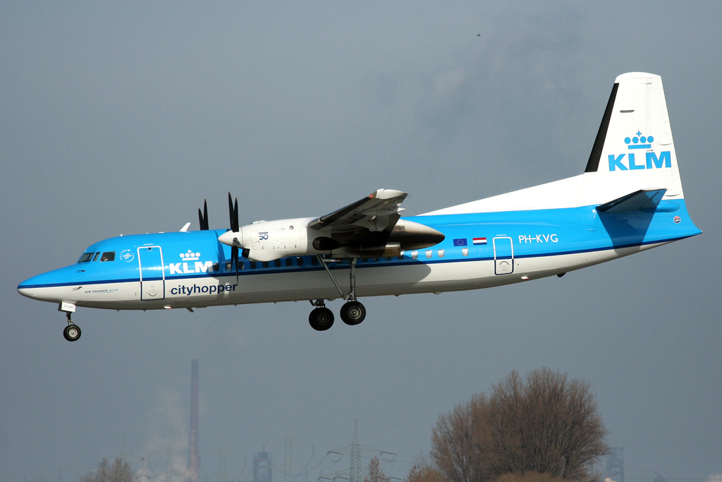 KLM F-50 PH-KVG im Anflug auf die 23L in DUS / EDDL / Dsseldorf am 08.03.2008