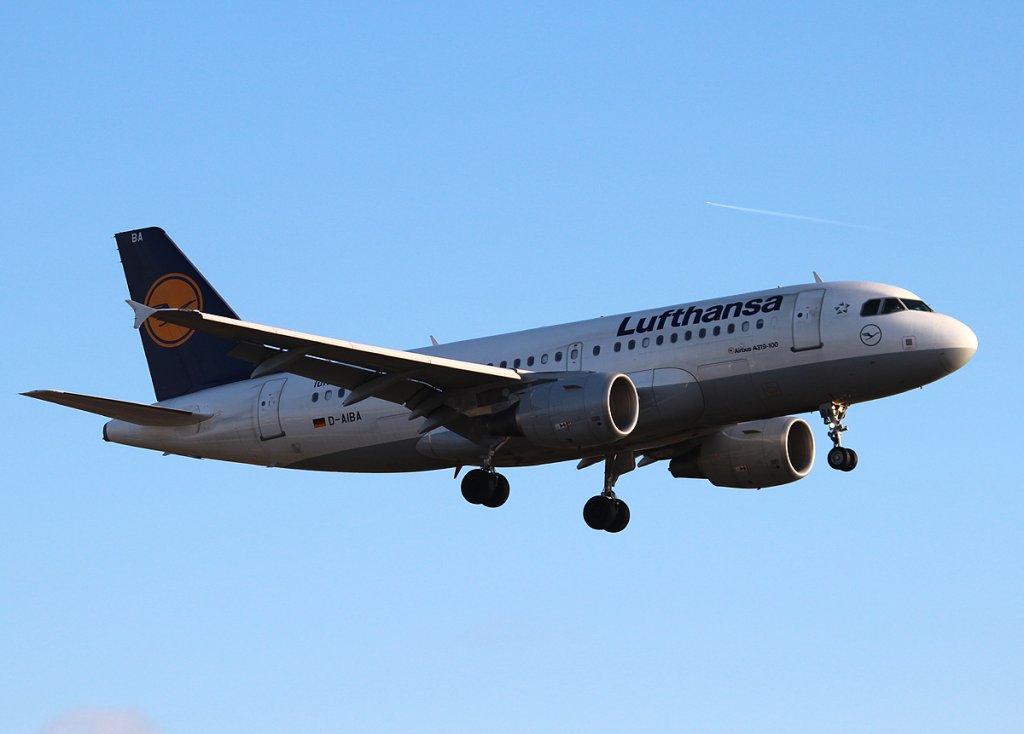 Lufthansa A 319-112 D-AIBA bei der Landung in Berlin-Tegel am 01.03.2013