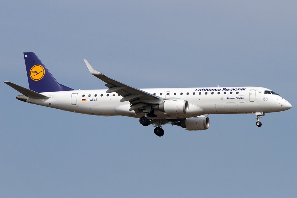Lufthansa - CityLine, D-AECE, Embraer, ERJ-190, 14.04.2012, FRA, Frankfurt, Germany 




