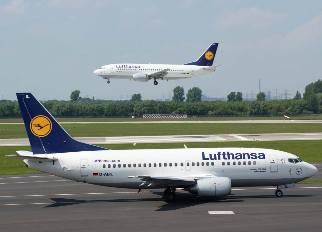 Lufthansa, D-ABIL, Boeing 737-500  Memmingen  (Sticker-lufthansa.com), 2010.05.24, DUS-EDDL, Dsseldorf, Germany 


