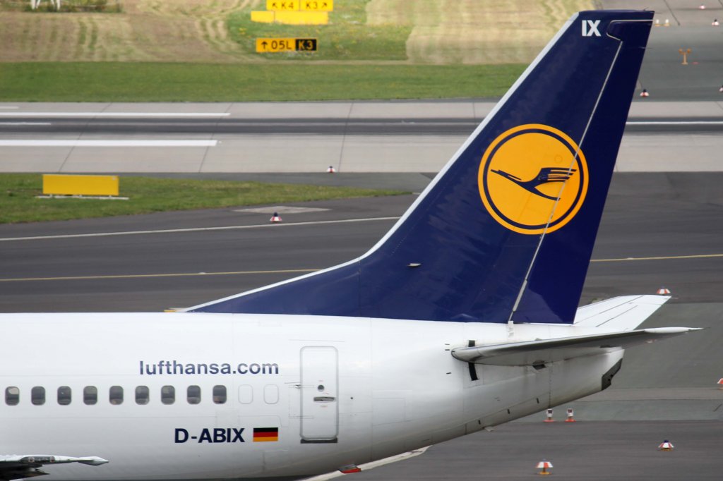 Lufthansa, D-ABIX  Iserlohn , Boeing, 737-500 (Seitenleitwerk/Tail), 11.08.2012, DUS-EDDL, Dsseldorf, Germany 