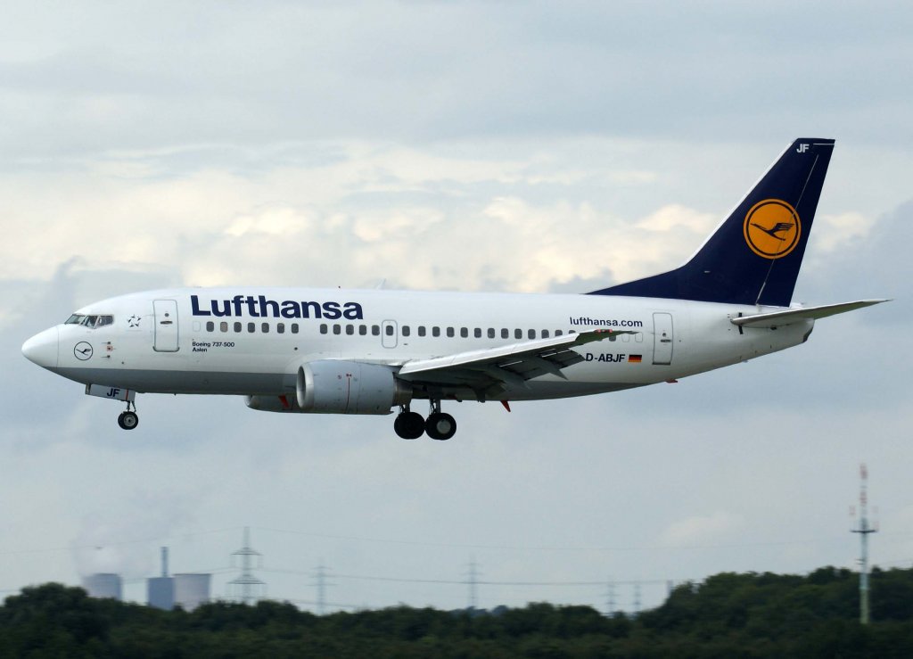 Lufthansa, D-ABJF, Boeing 737-500  Aalen  (Sticker-lufthansa.com), 2010.08.28, DUS-EDDL, Dsseldorf, Germany 

