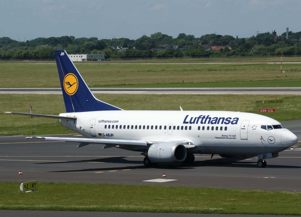 Lufthansa, D-ABJH, Boeing 737-500  Heppenheim / Bergstrasse  (Sticker-lufthansa.com), 2010.06.11, DUS-EDDL, Dsseldorf, Germany 

