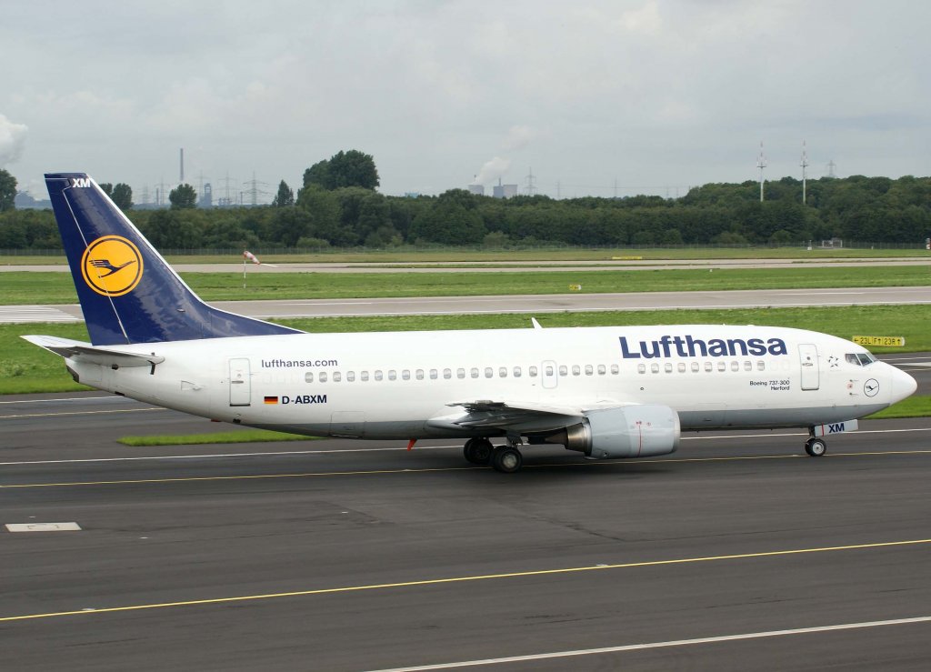 Lufthansa, D-ABXM, Boeing 737-300  Herford  (Sticker-lufthansa.com), 2010.08.28, DUS-EDDL, Dsseldorf, Germany 

