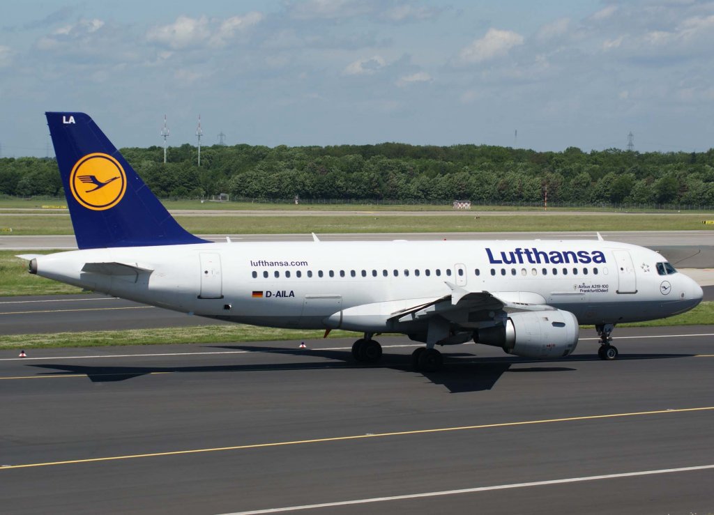 Lufthansa, D-AILA, Airbus A 319-100  Frankfurt/Oder  (Sticker-lufthansa.com), 2010.06.11, DUS-EDDL, Düsseldorf, Germany 

