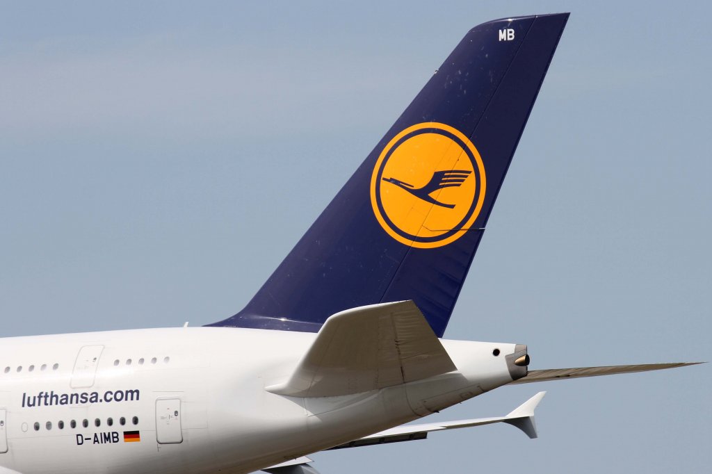 Lufthansa, D-AIMB  Mnchen , Airbus, A 380-800 (Seitenleitwerk/Tail), 12.09.2012, FRA-EDDF, Frankfurt, Germany