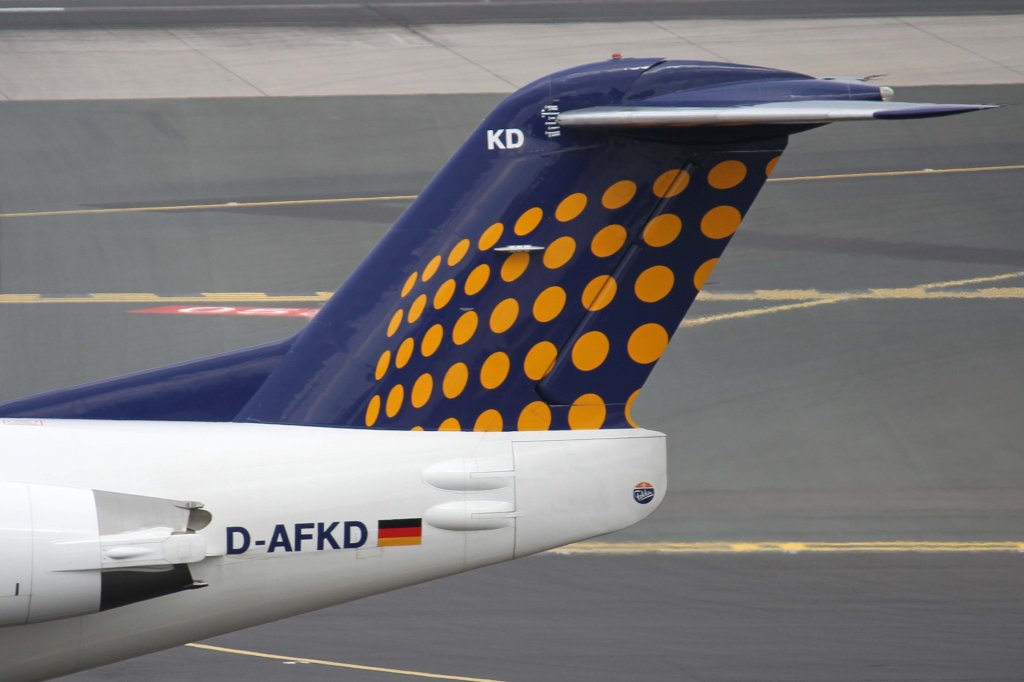 Lufthansa Regional (Contact Air), D-AFKD, Fokker, 100 (Seitenleitwerk/Tail), 11.08.2012, DUS-EDDL, Dsseldorf, Germany 