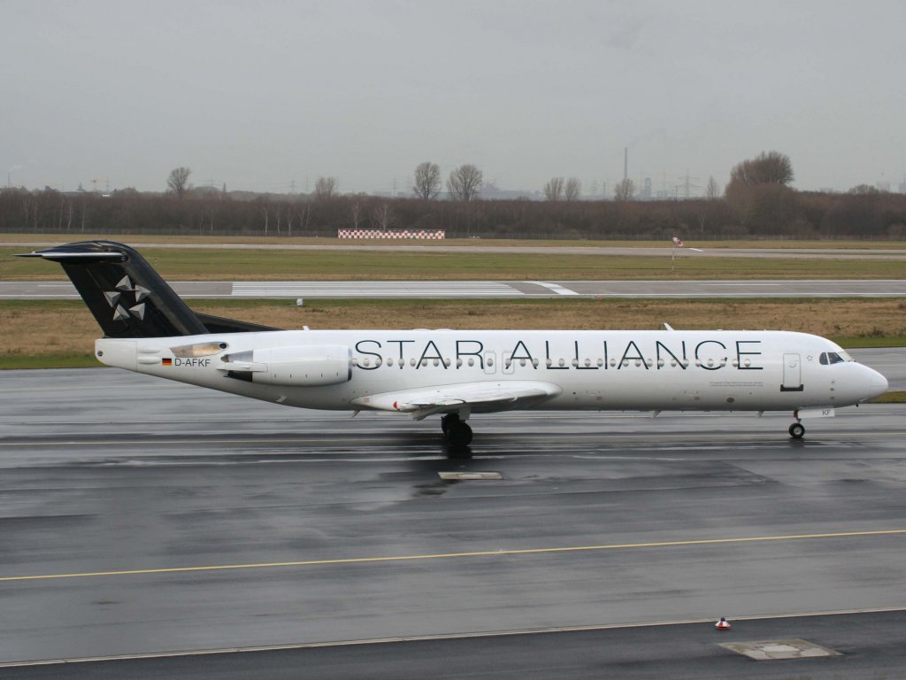 Lufthansa Regional (Contact Air), D-AFKF (SA-Lackierung), Fokker, 100, 06.01.2012, DUS-EDDL, Dsseldorf, Germany 