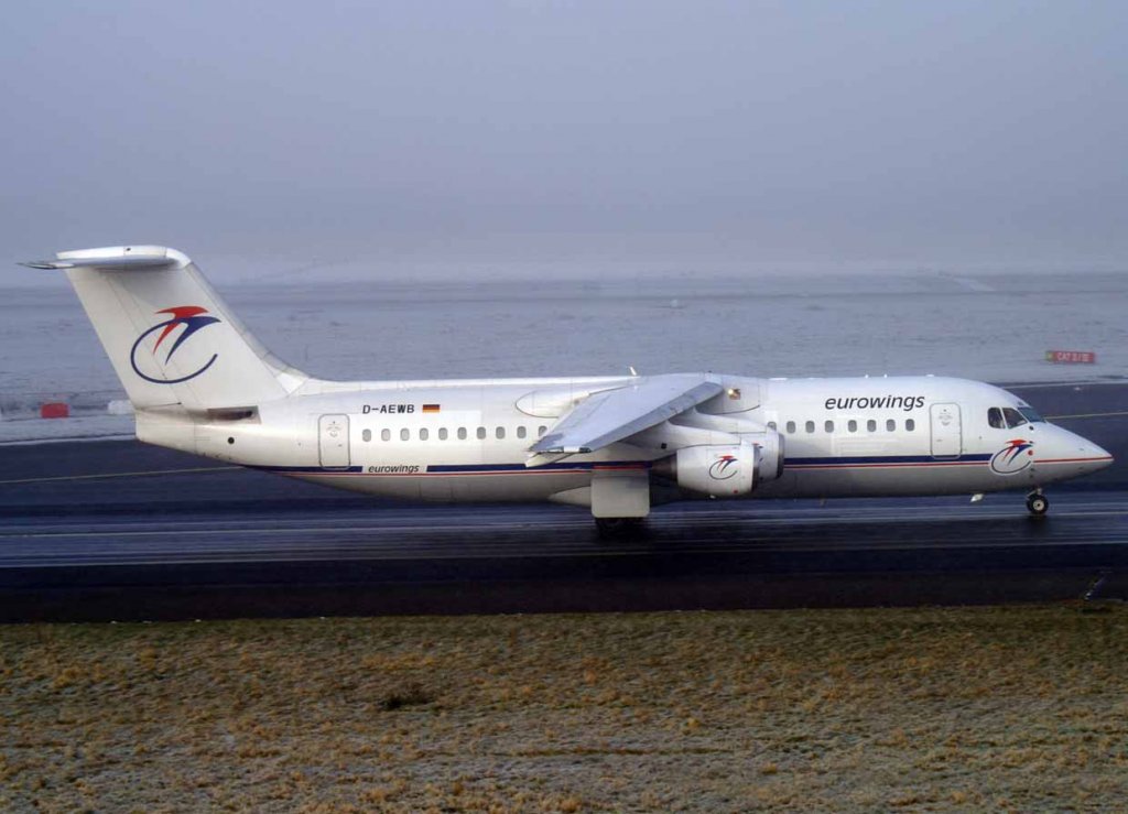 Lufthansa Regional (Eurowings), D-AEWB (EW-Lackierung), BAe 146-300/Avro RJ-100, 2007.12.20, DUS, Dsseldorf, Germany