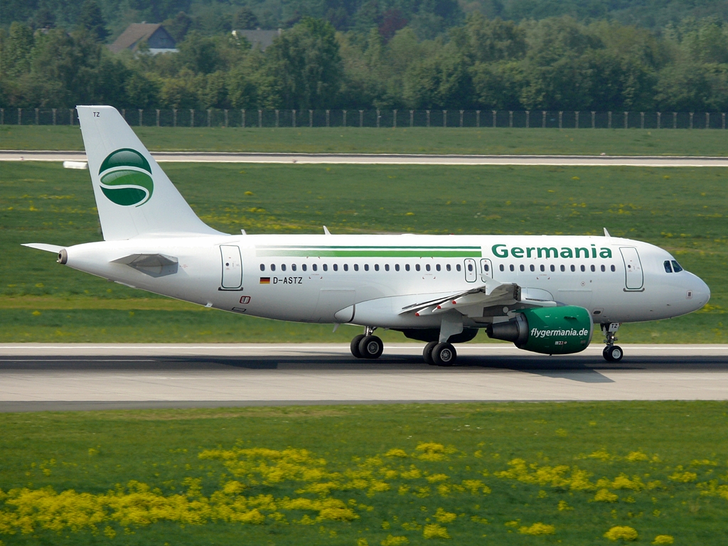 New aircraft for Germania; D-ASTZ; Airbus A319-112. Flughafen Dsseldorf. 26.04.2011.