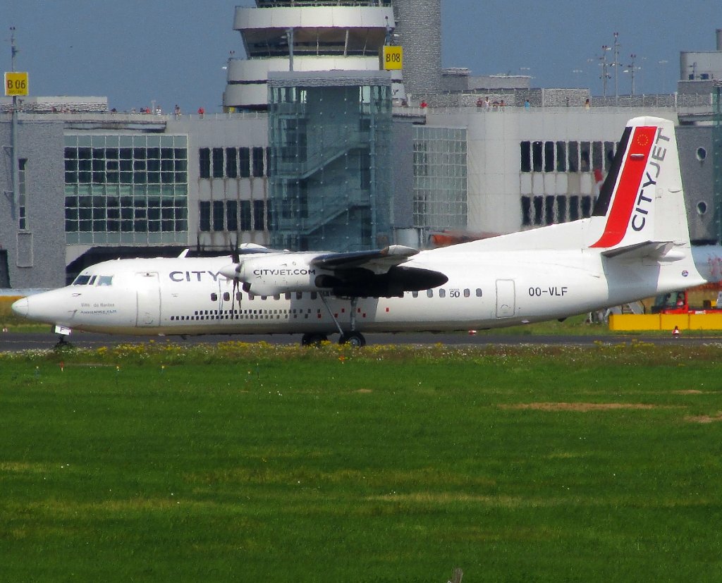 OO-VLF Fokker 50 flight to London Luton.Nice to see the Fokker 50 here at DUS.