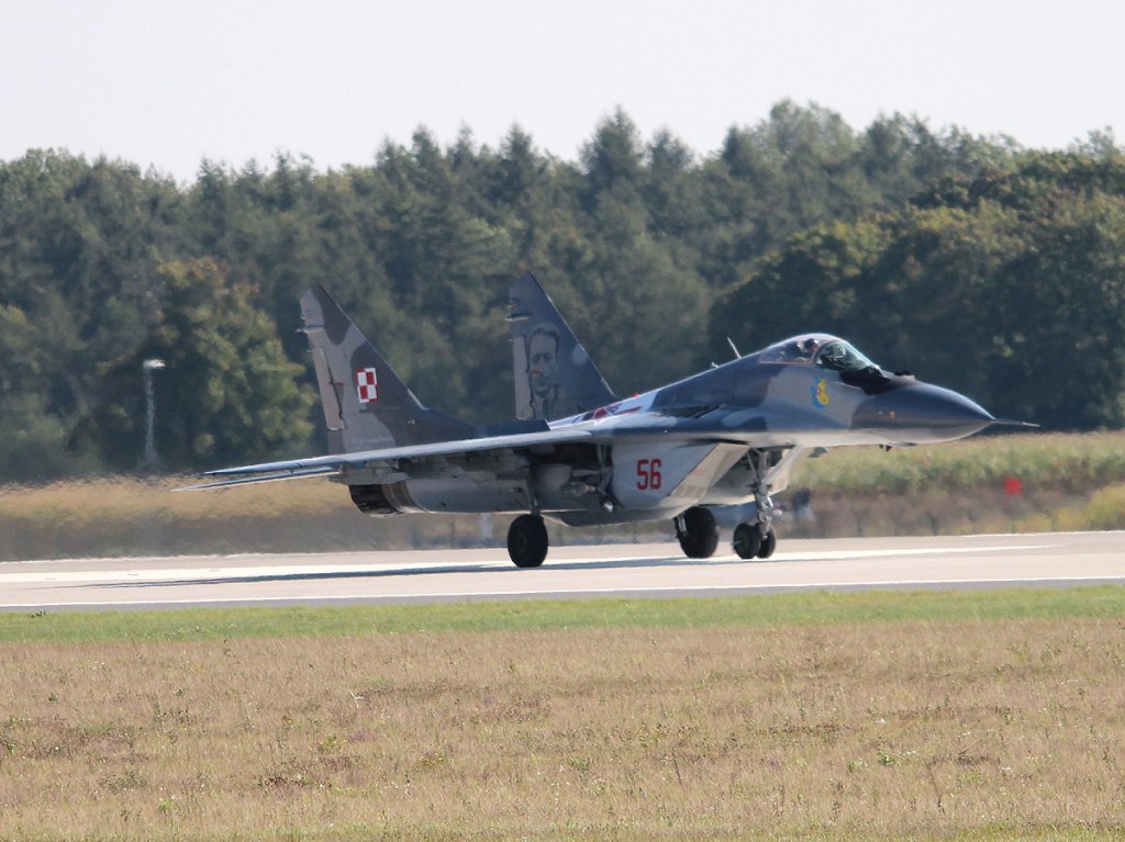 Poland Air Force Mig-29A 56 bei der Ankunft auf der ILA 2012 am 14.09.2012