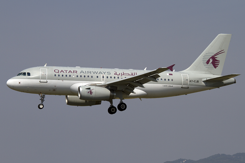 Qatar Airways, A7-CJB, Airbus, A319-133LR, 06.09.2010, BCN, Barcelona, Spain 




