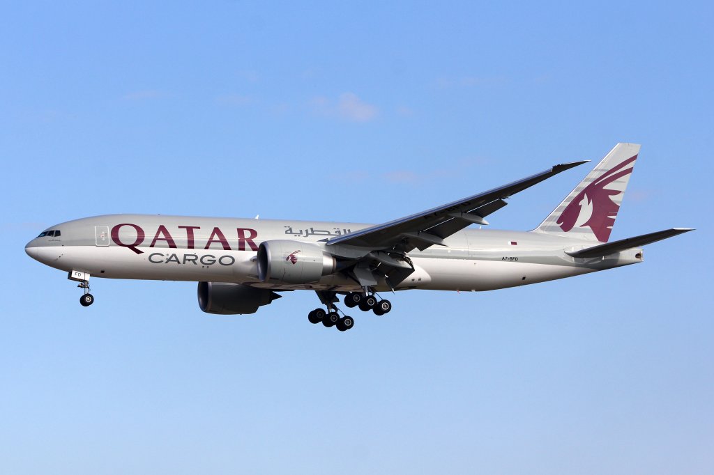 Qatar Airways Cargo, A7-BFD, Boeing 777-FDZ, 29.9.2012, FRA, Frankfurt, Germany.