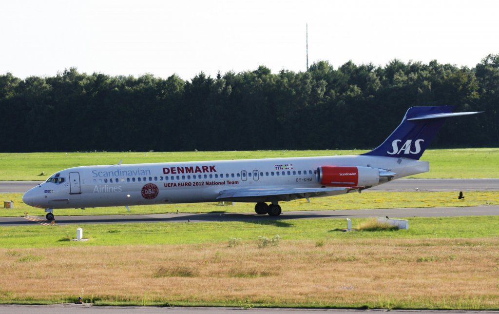 SAS Scandinavian Airlines,OY-KHW,(c/N53348),McDonnellDouglas MD-87,01.08.2012,HAM-EDDH,Hamburg,Germany,(Bemalung:DENMARK-UEFA Euro 2012 National Team)