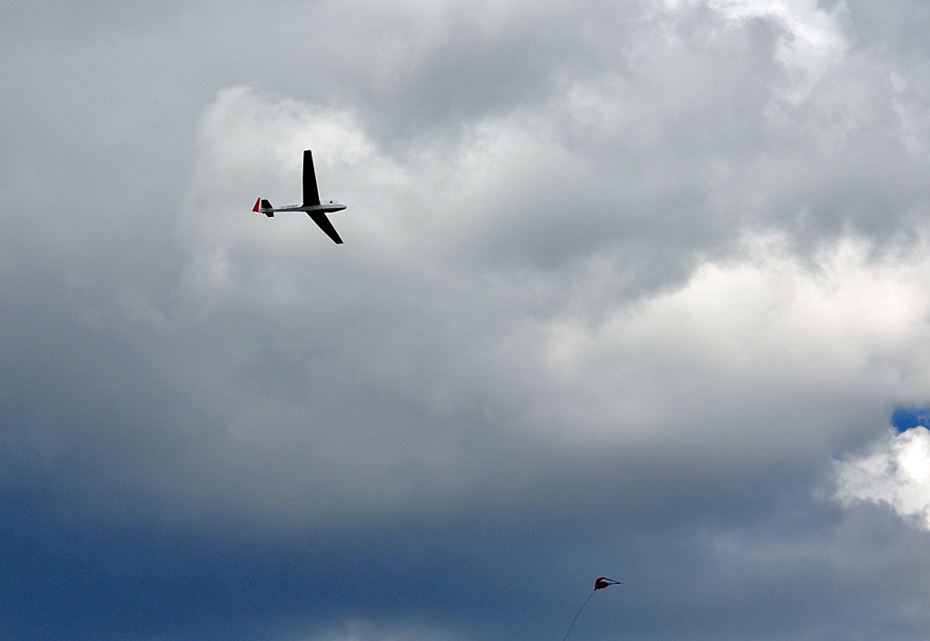 Schleicher ASK 13 - D-0080 nach Startabbruch, Schleppseil verschwindet gerade am unteren Bildrand - Bonn-Hangelar 07.07.2012