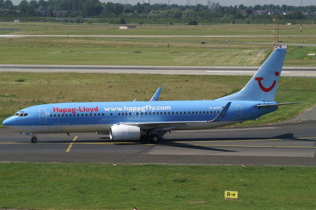 TUIfly, D-AHFR, Boeing 737-800 WL (alte blaue Hapagfly Lackierung), 2006.06.12, DUS-EDDL, Dsseldorf, Germany 

