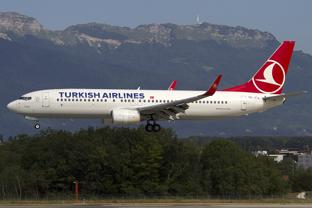 Turkish Airlines, TC-JFU, Boeing, B737-8K2, 04.08.2012, GVA, Geneve, Switzerland 




