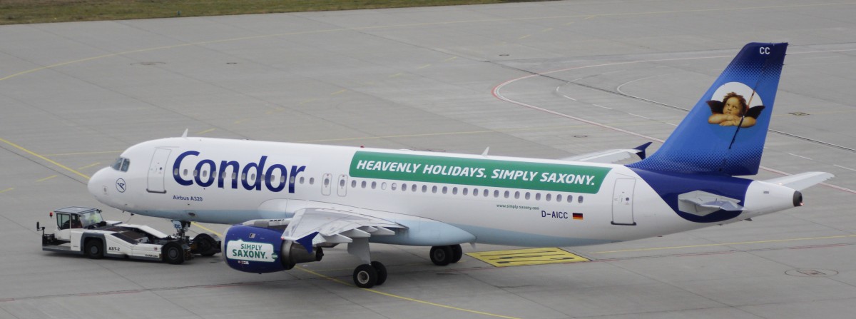 22.12.14 @ LEJ / Condor Airbus A320-212 D-AICC  So geht Sächsisch 
