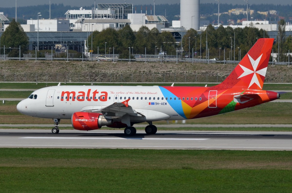 9H-AEM Air Malta Airbus A319-112   in München gelandet am 11.09.2015